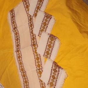 Vintage hand embroidered table runner and napkins.